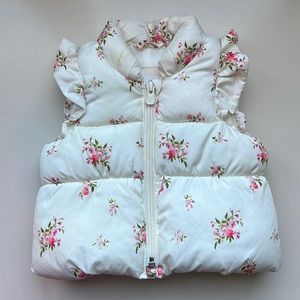 Baby Gap floral and white puffer jacket vest
